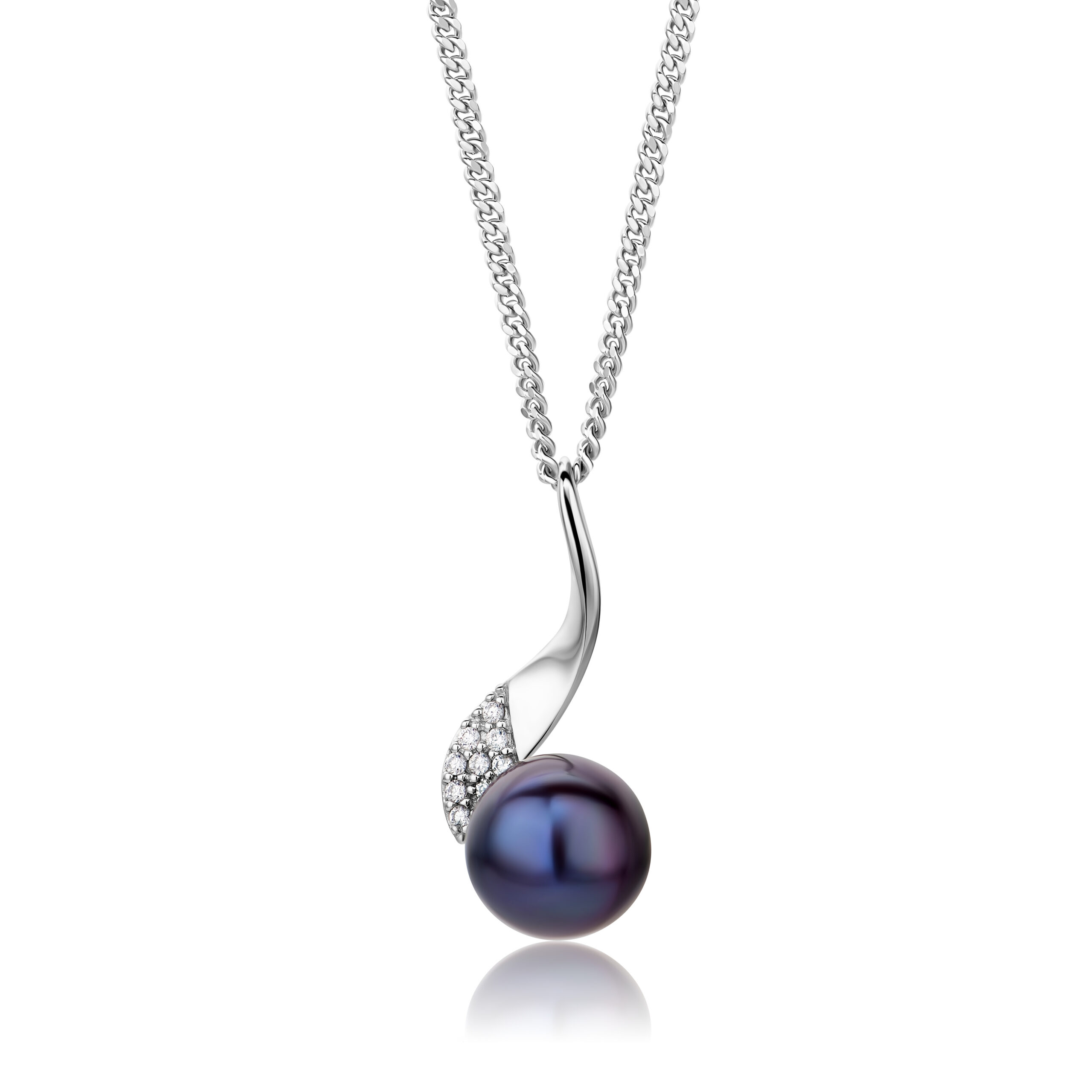 Miore Collana Perle Zirconi Argento 925