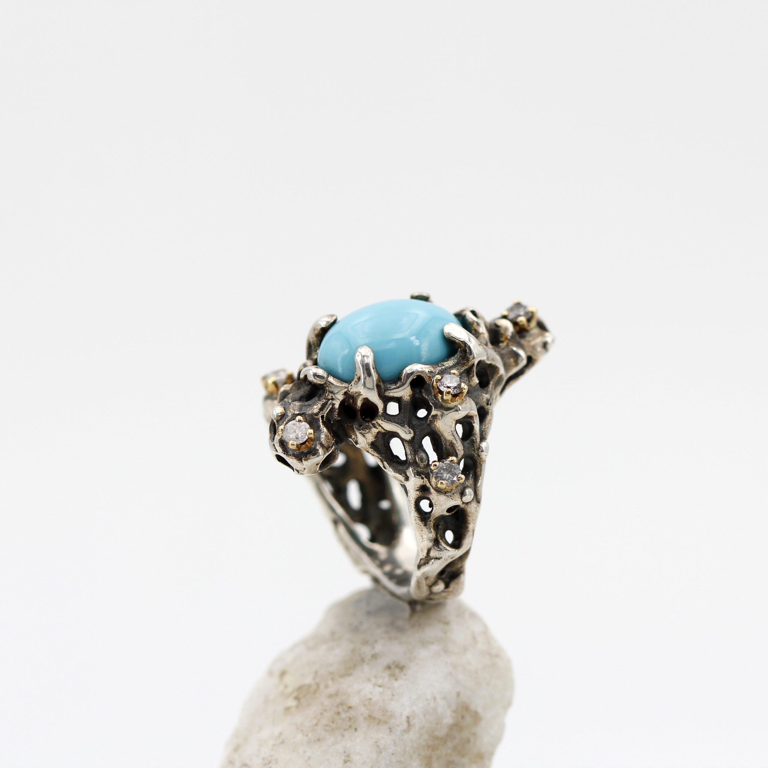 Anna Gioielli Jolly Jewels anello turchese diamanti grey oro