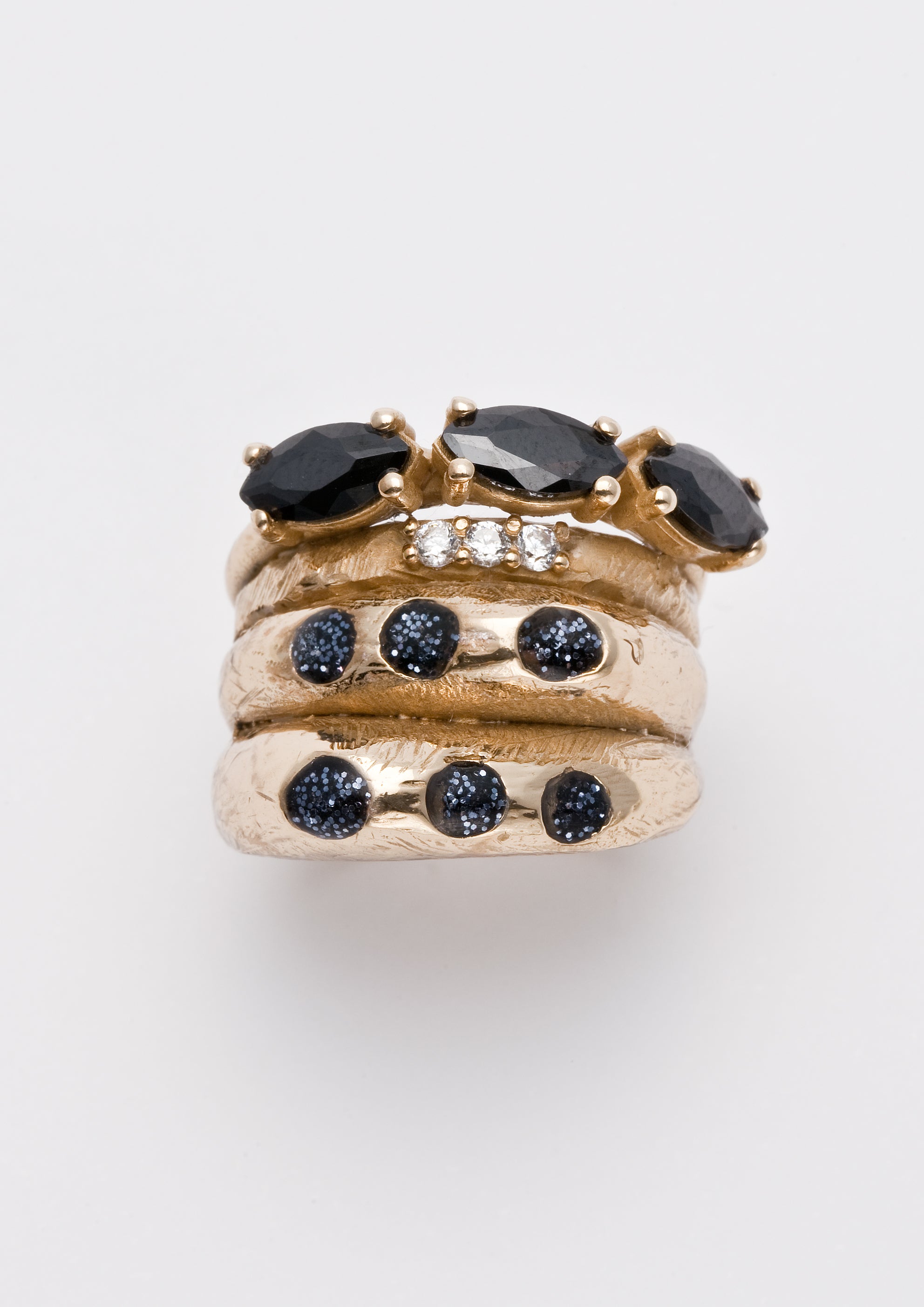 Voodoo Jewels Bold Shapes Semia anello bronzo oro pietre