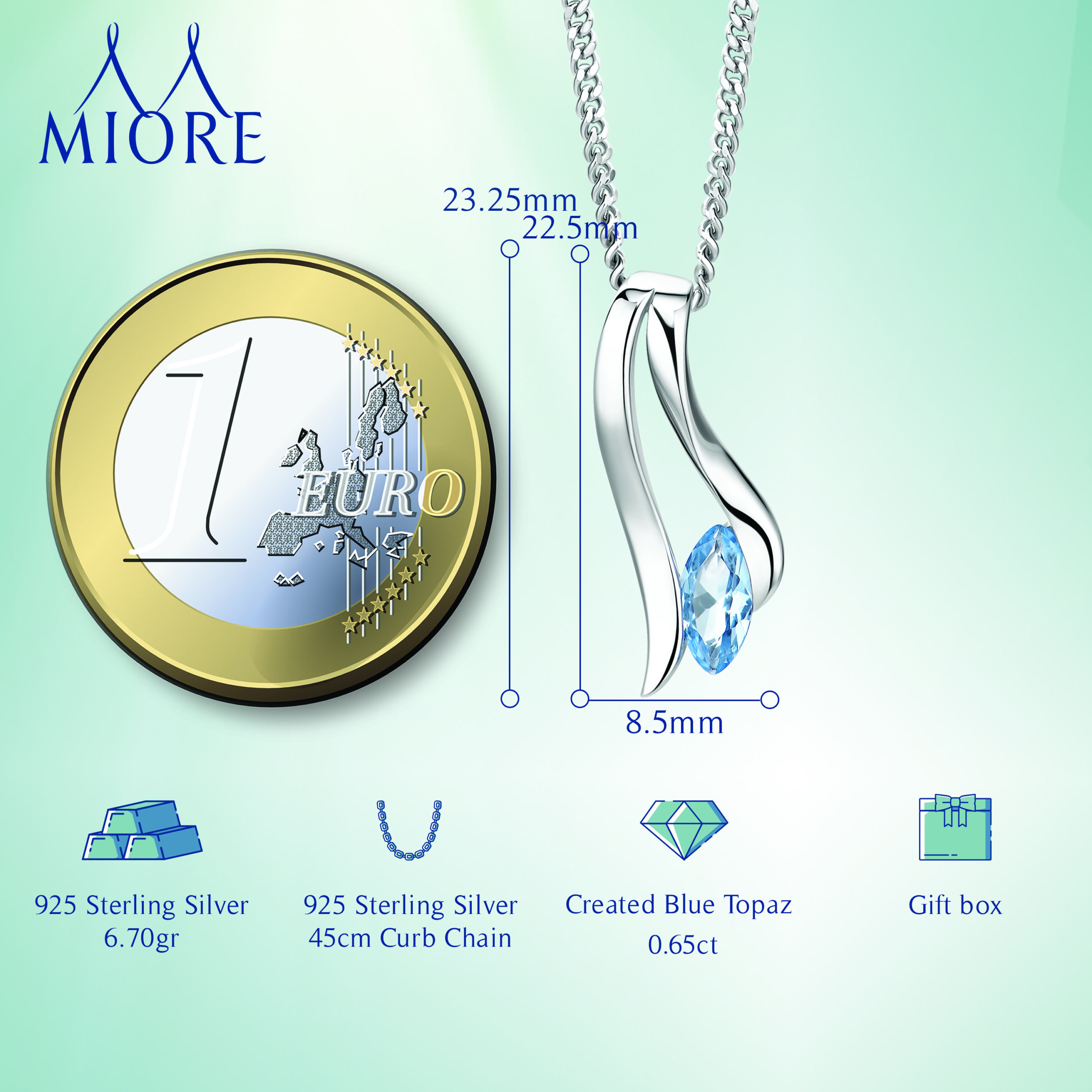 Miore Necklace collana argento 925 topazio blu