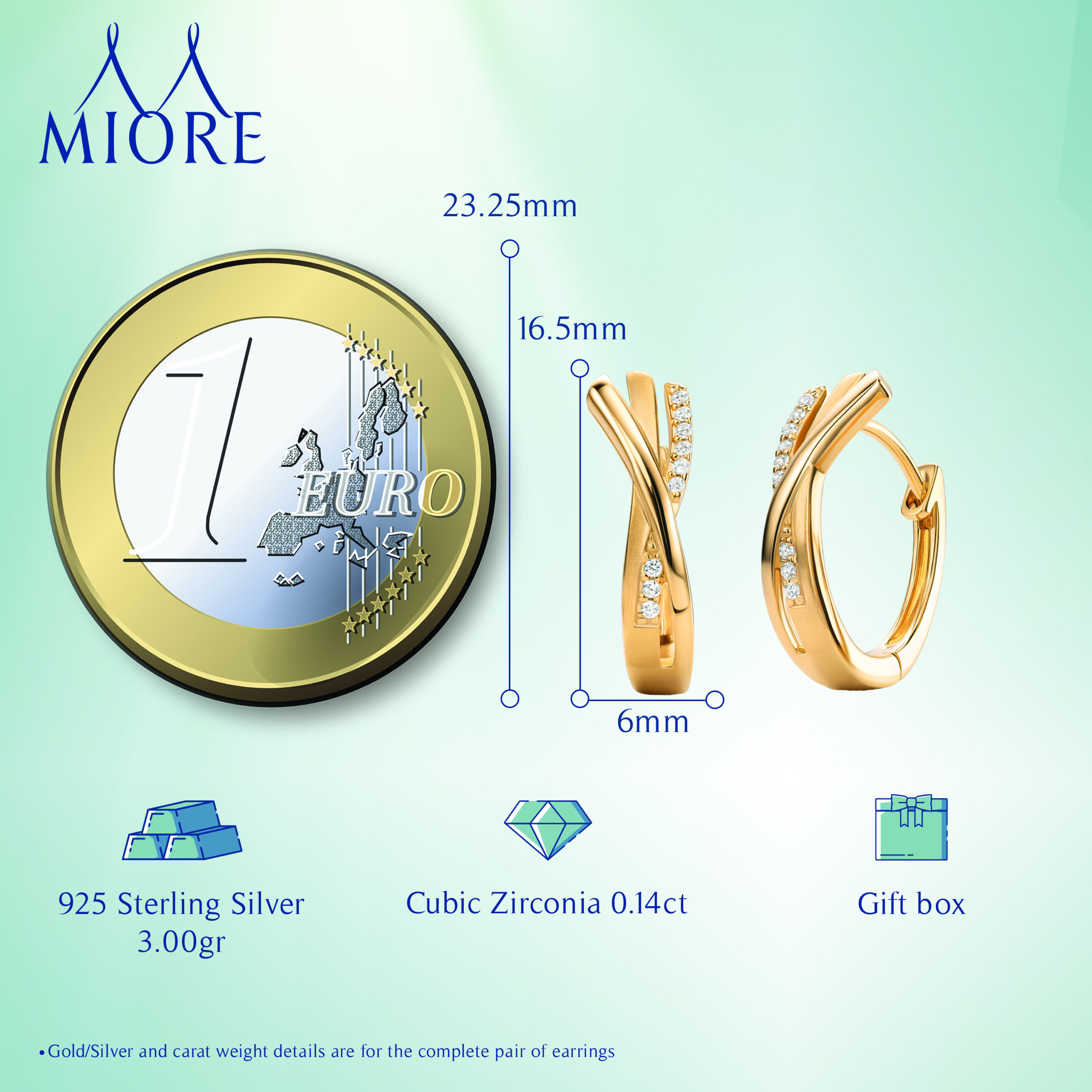 Miore Earrings Orecchini Argento 925 Zirconia Cubica