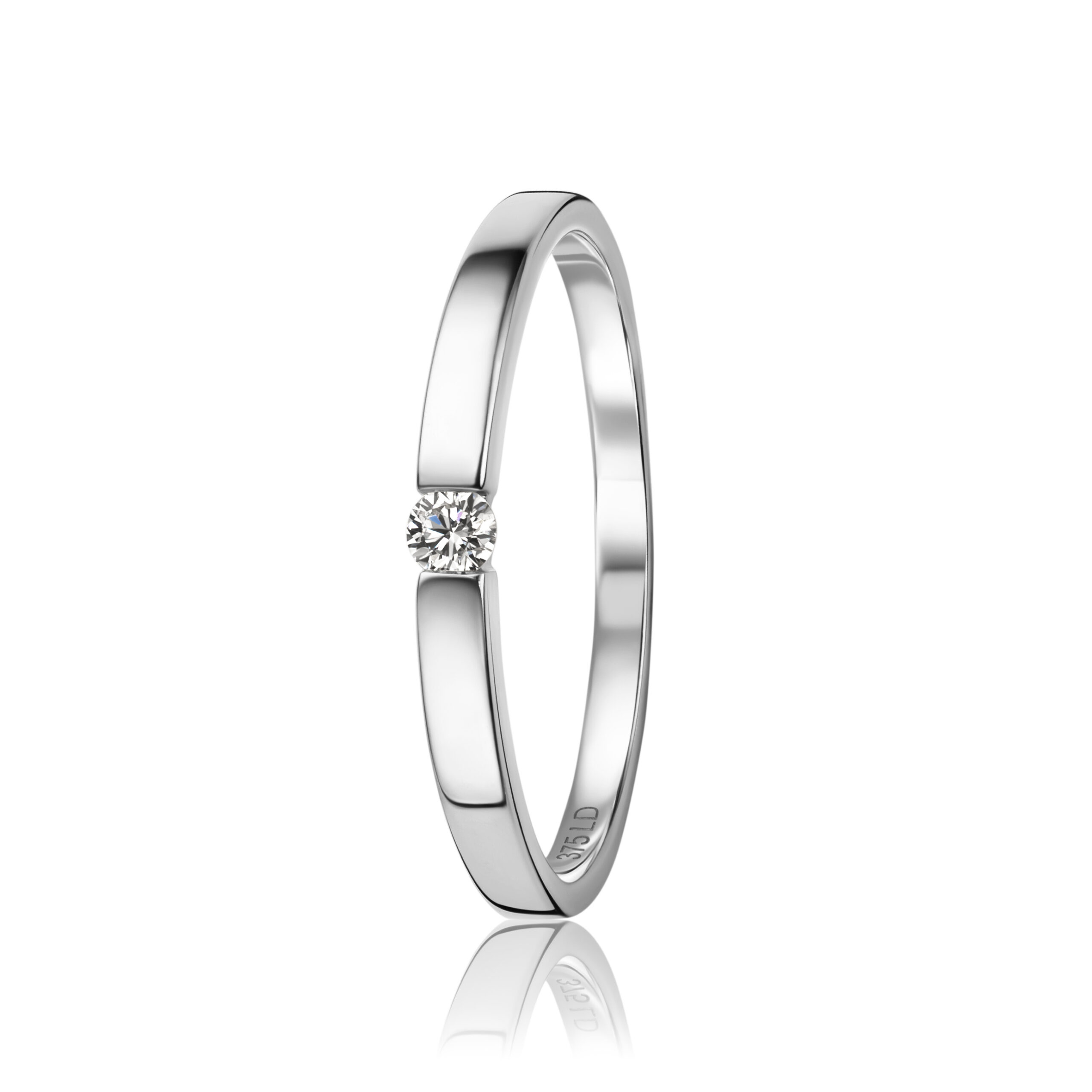 Miore Anello Oro Bianco 9Kt 375 Donna