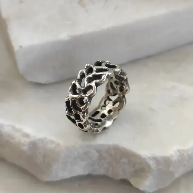 Anna Gioielli Marte Anello fascia argento 925 crateri 8,30 g