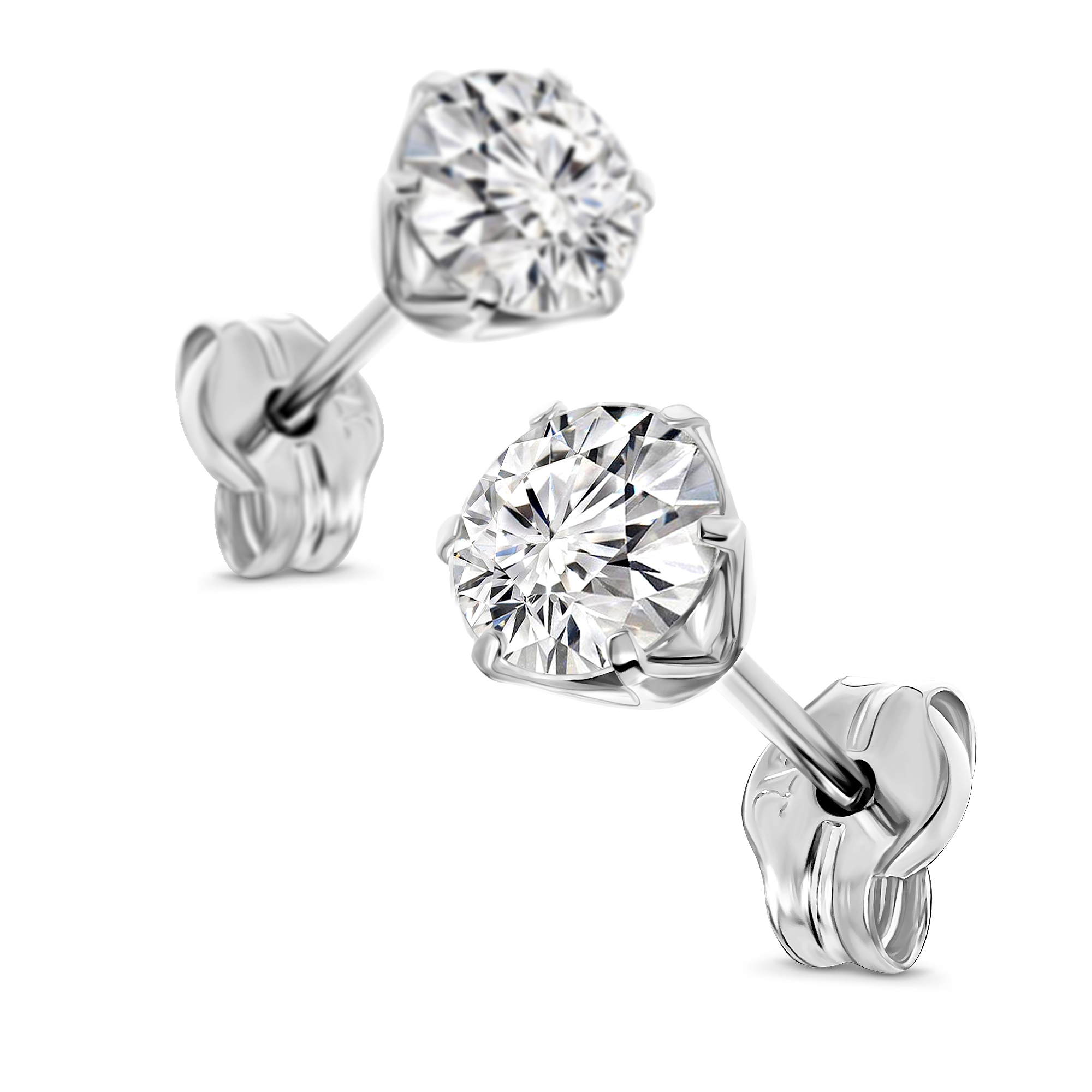 Miore Earrings Orecchini Oro Bianco 9KT Zirconia Bianca