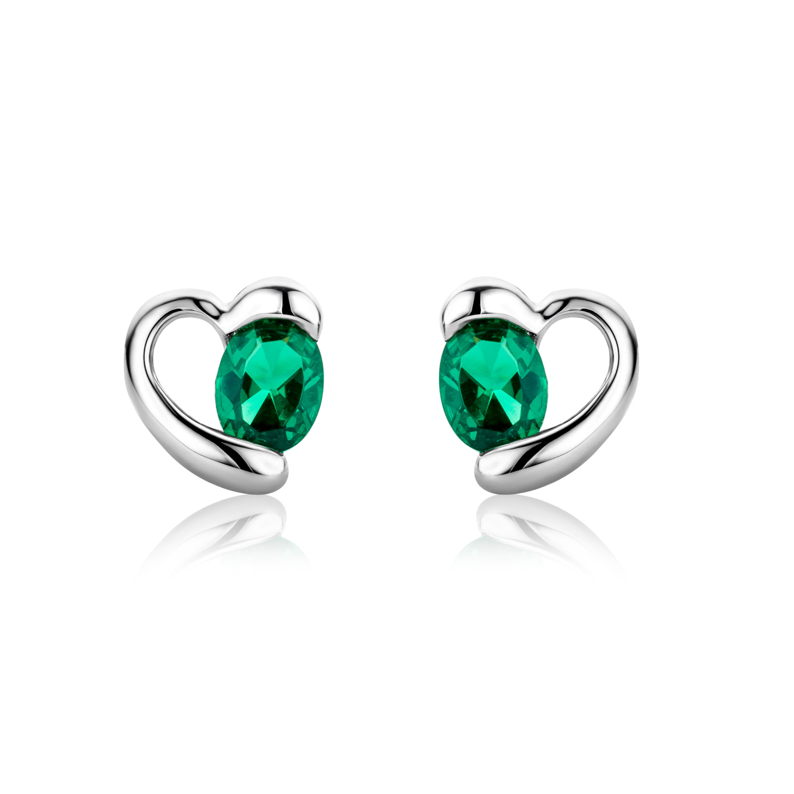 Miore Earrings Orecchini Oro Bianco 9KT Smeraldo