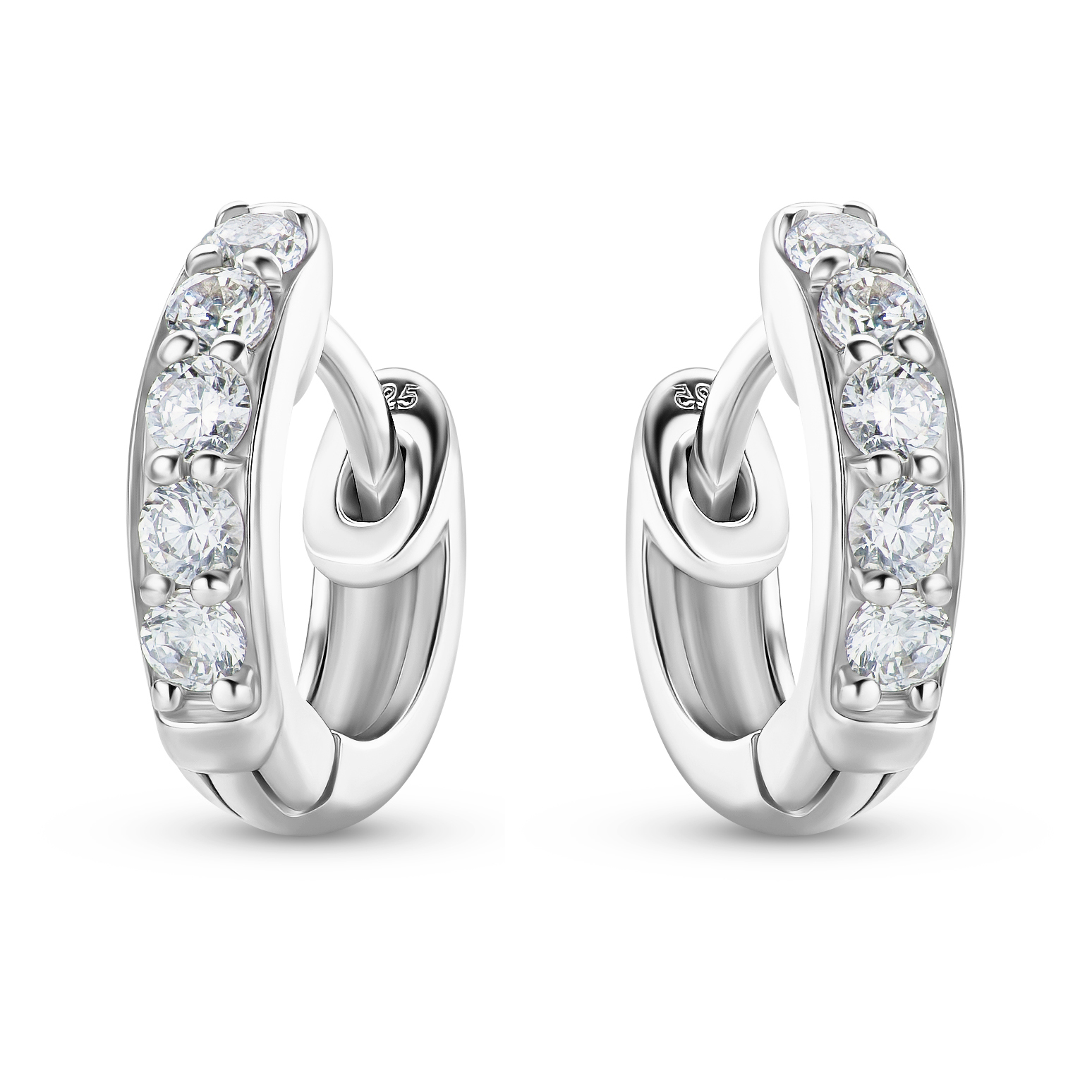 MIORE Orecchini argento 925 zirconia bianca