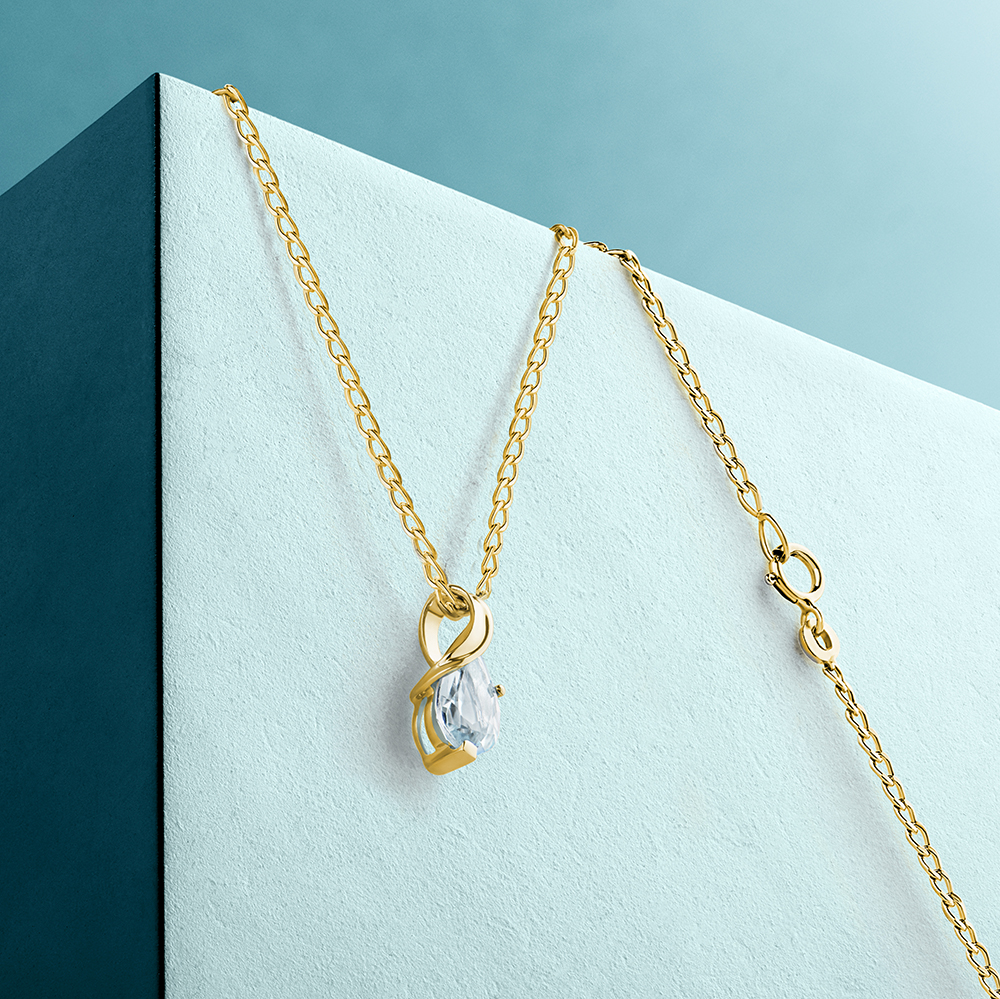 Miore Collana Oro Giallo 9Kt Acquamarina