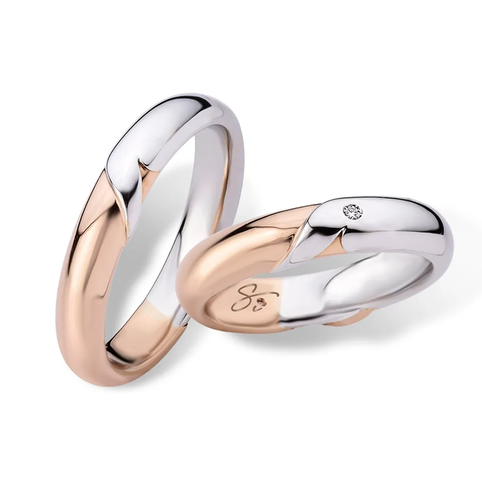 Polello Si Lo Voglio fede oro rosa e bianco bicolore