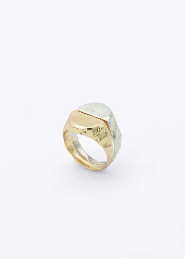 Voodoo Jewels Bold Shapes Newa anello sigillo bicolore M