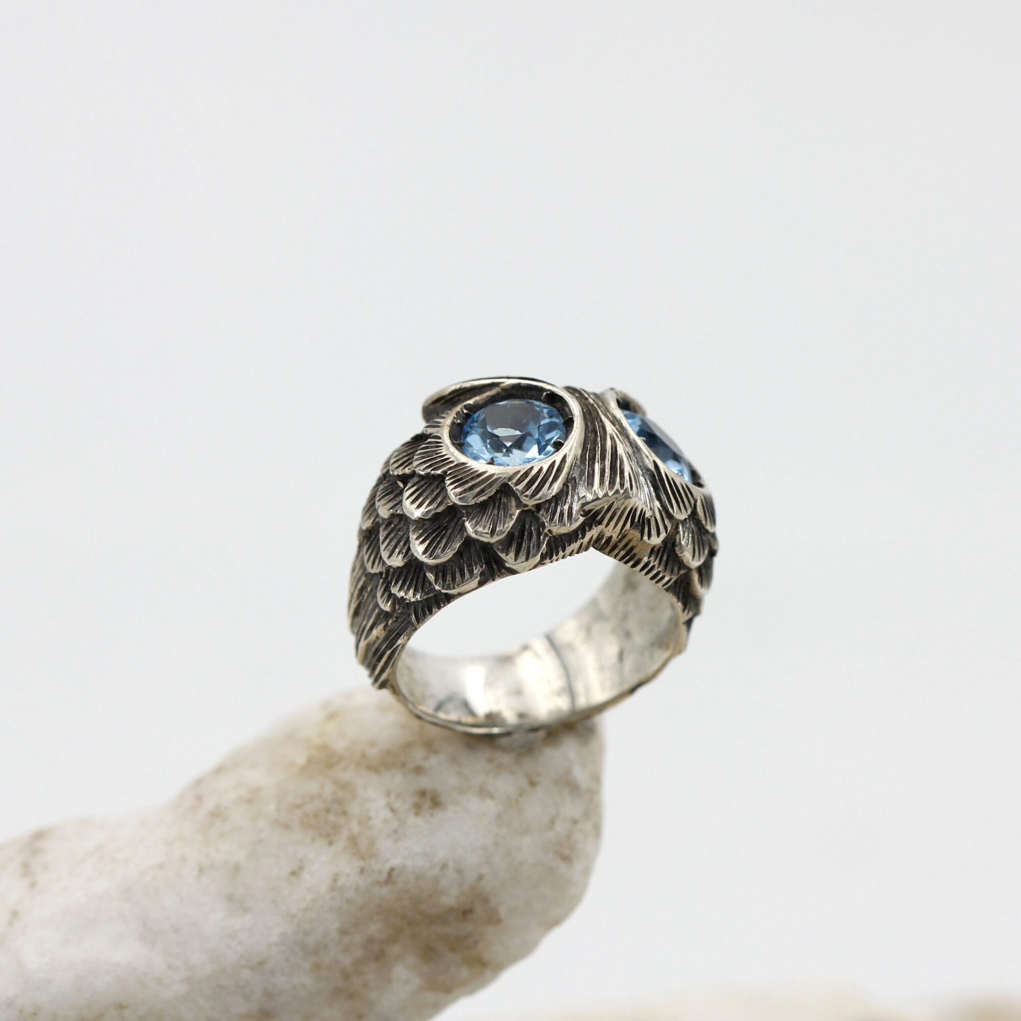 Anna Gioielli Anelli anello gufo argento topazio blu 12,2 g