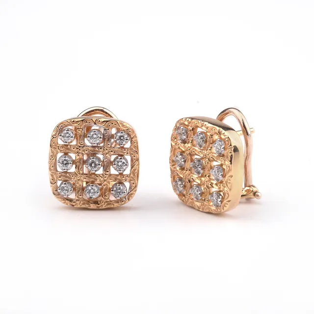 Noi Gioielli Firenze 1873 Ornato orecchini oro rosa diamanti incisi