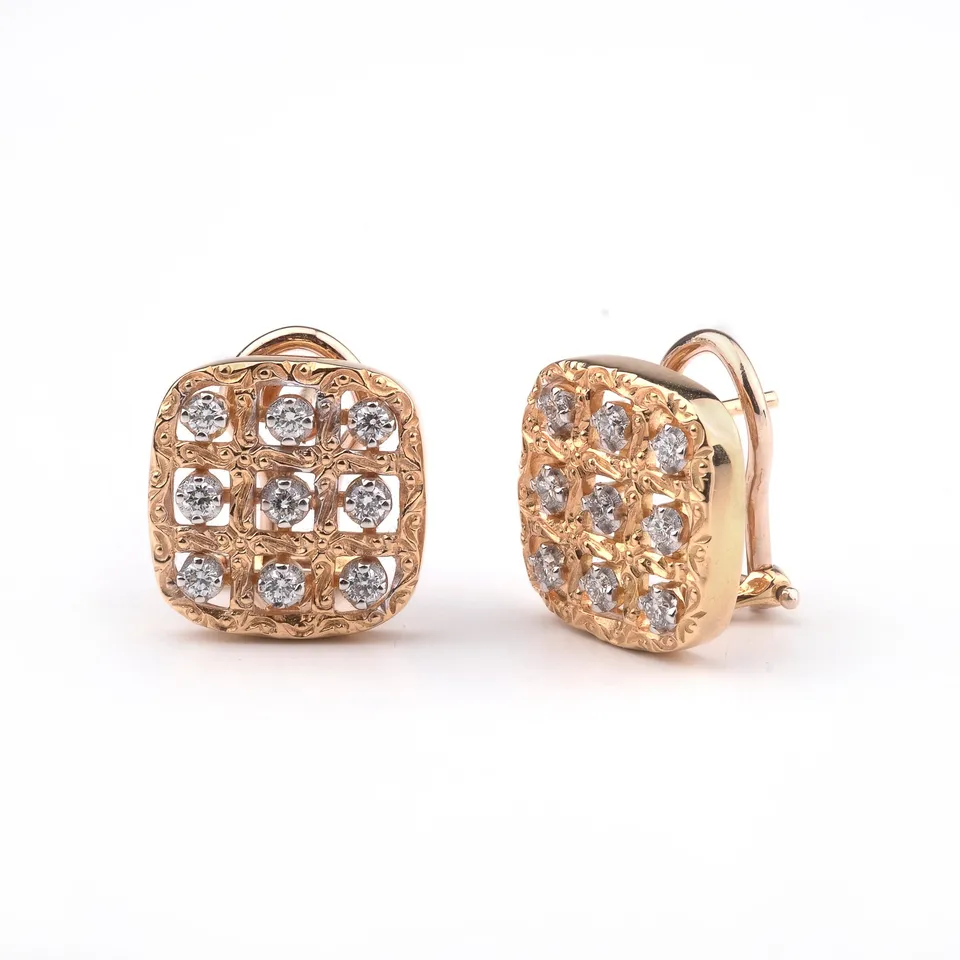 Noi Gioielli Firenze 1873 Ornato orecchini oro rosa diamanti incisi