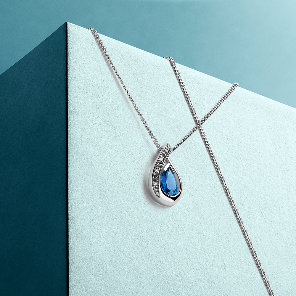 Miore Necklace collana oro bianco 9kt zaffiro creato