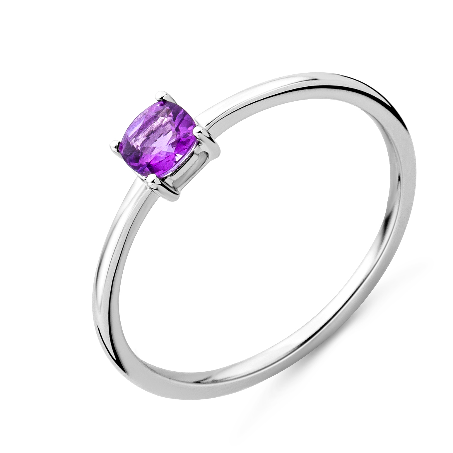 Miore Ring Anello Oro Bianco 9Kt Ametista