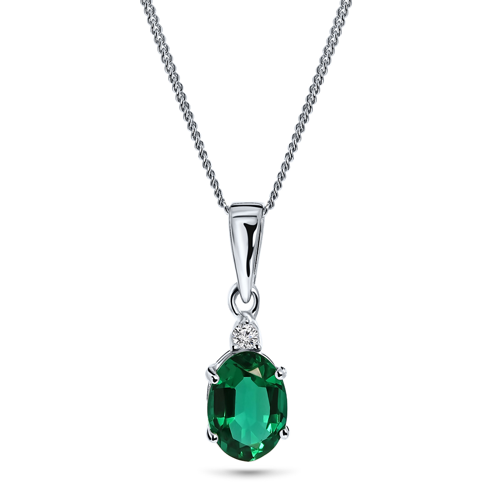 Miore Necklace Collana Oro Bianco 9Kt Smeraldo Creato