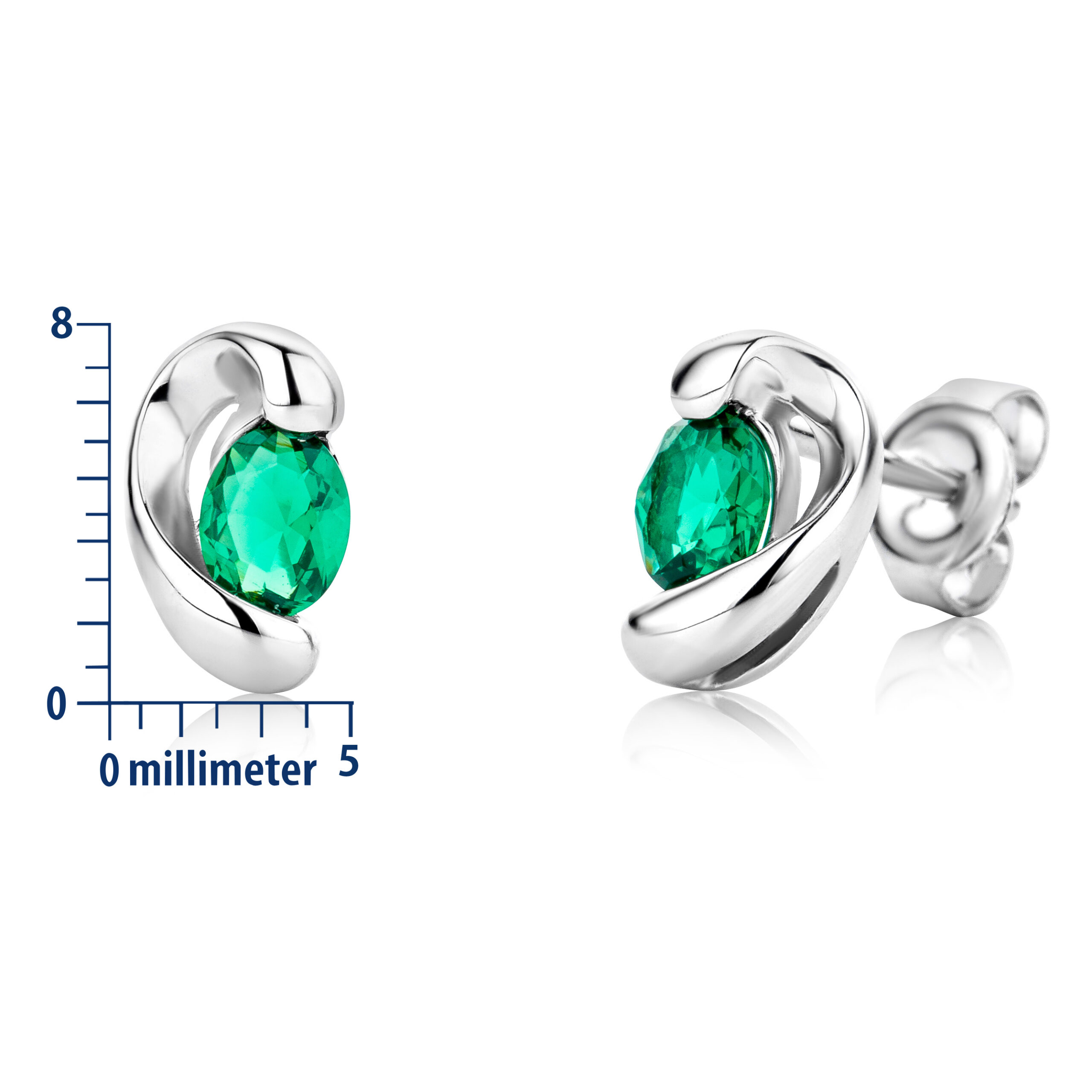 Miore Orecchini Oro Bianco 9Kt Smeraldo Creato
