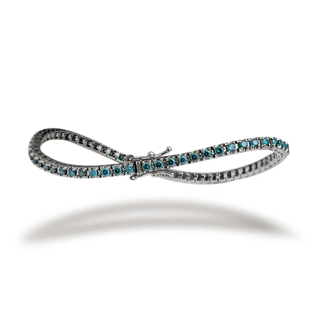 Polello My Clouds Bracciale Tennis Platino Diamanti Azzurri