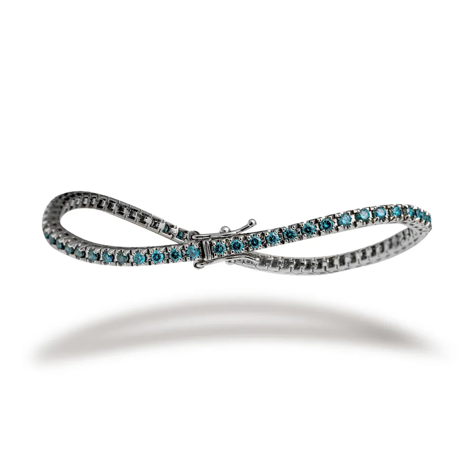 Polello My Clouds Bracciale Tennis Platino Diamanti Azzurri