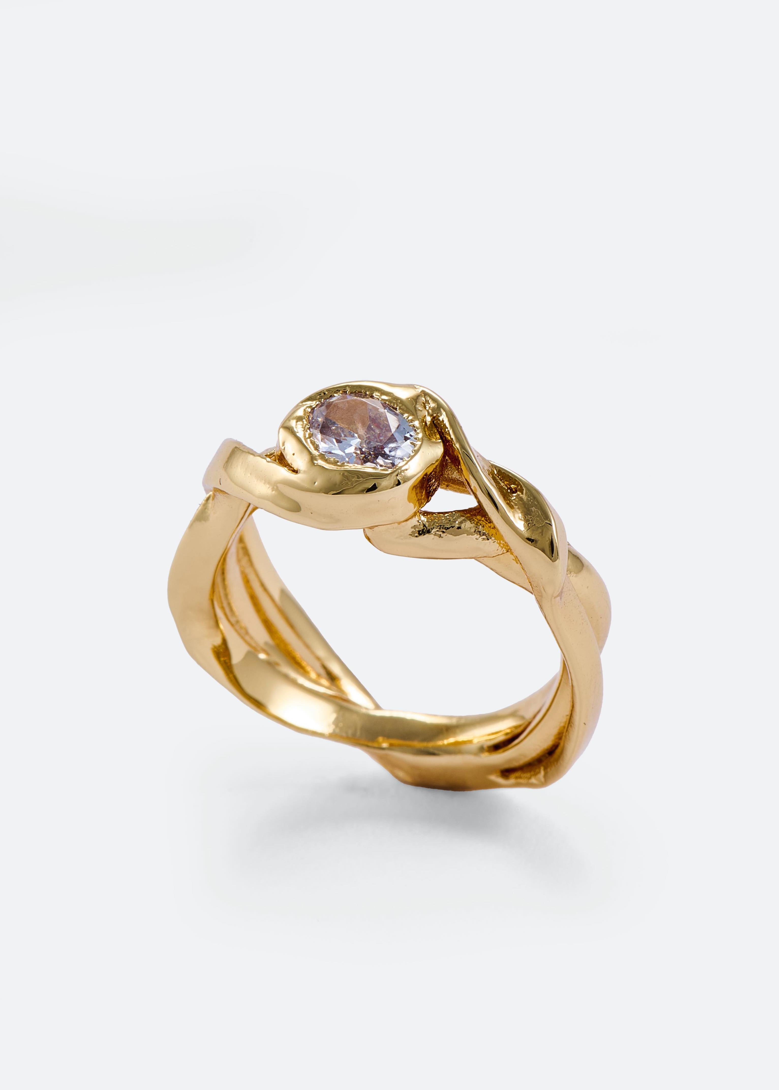Voodoo Jewels Sun anello bronzo placcato oro zirconi