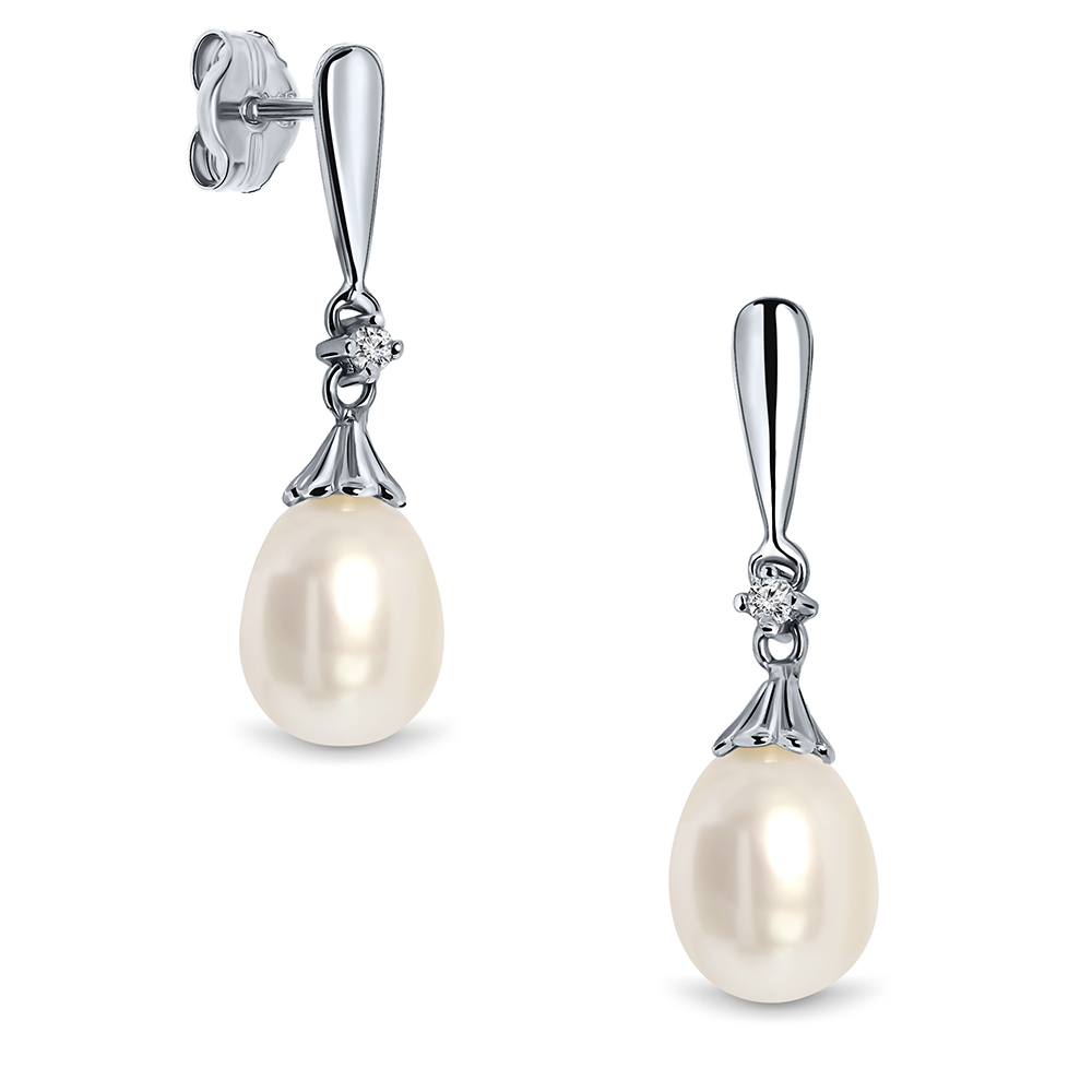 Miore Orecchini oro bianco 9kt perla