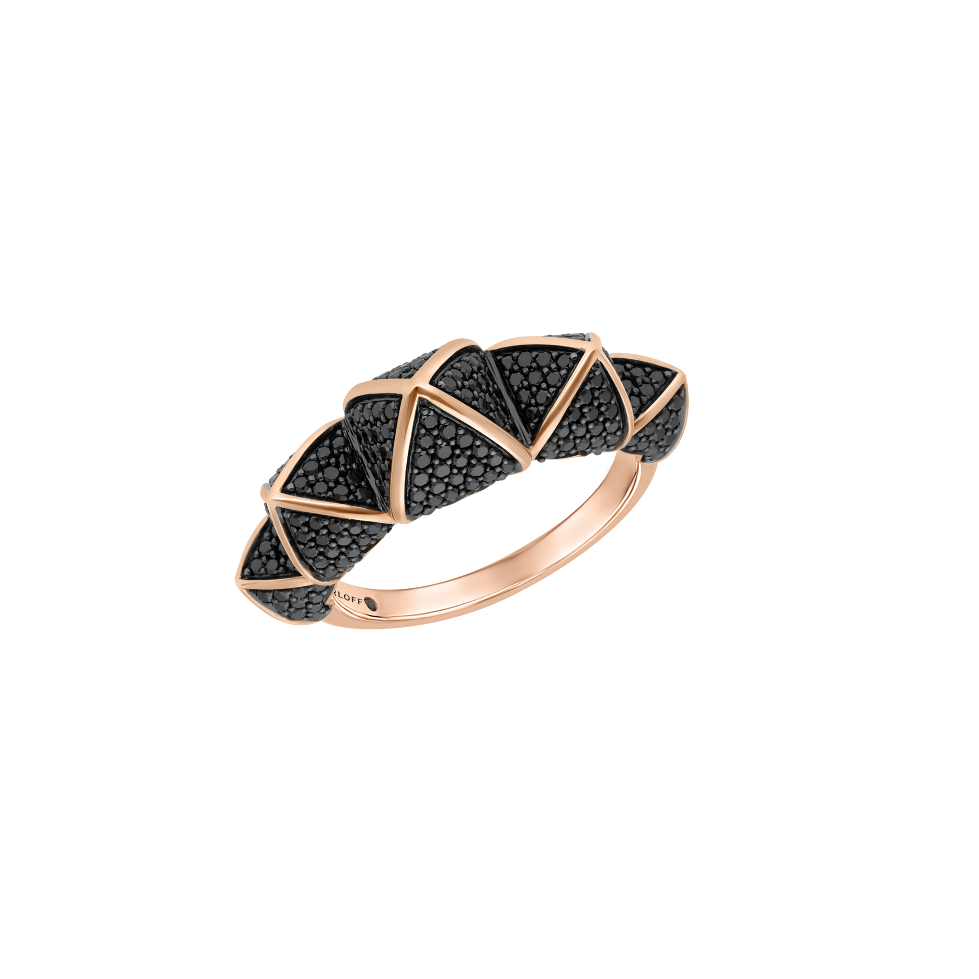 Korloff Korlove JL-JKVR05-PG/BD anello oro rosa diamanti neri 5 cuori