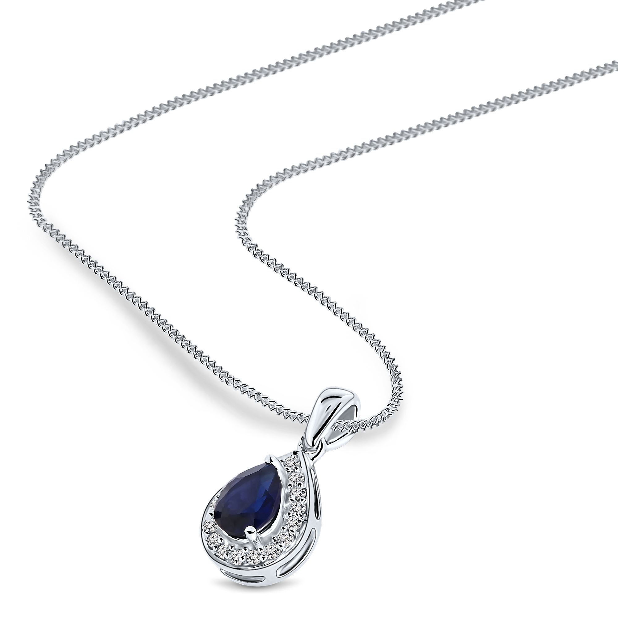 Miore Necklace Collana Oro Bianco 9Kt Zaffiro