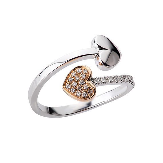 Polello Cuori Anello Oro con Diamanti da Donna