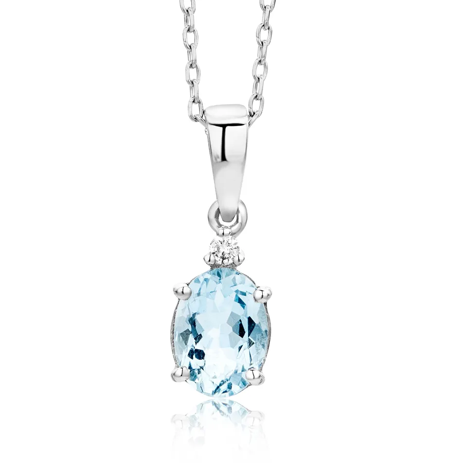 Miore Collana oro bianco 9 kt acquamarina