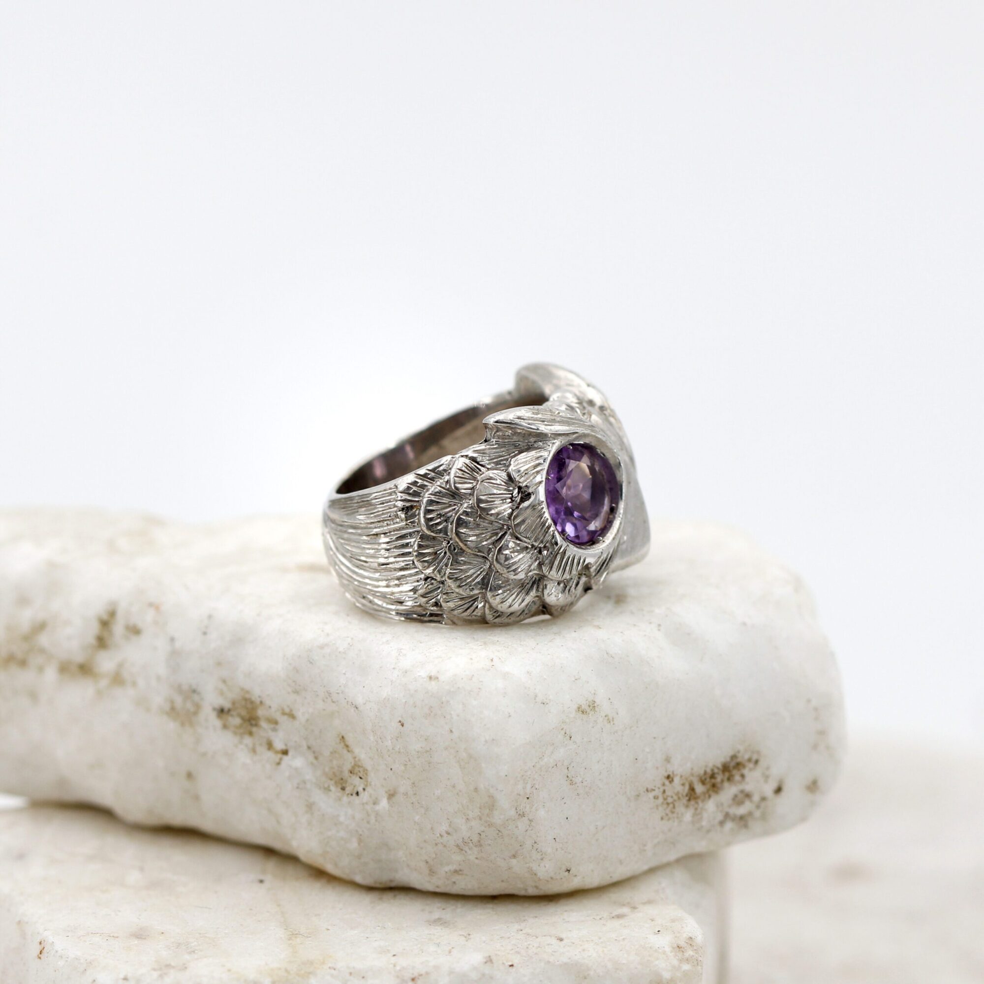 Anna Gioielli Anelli Owl Ring Argento Gufo Ametista