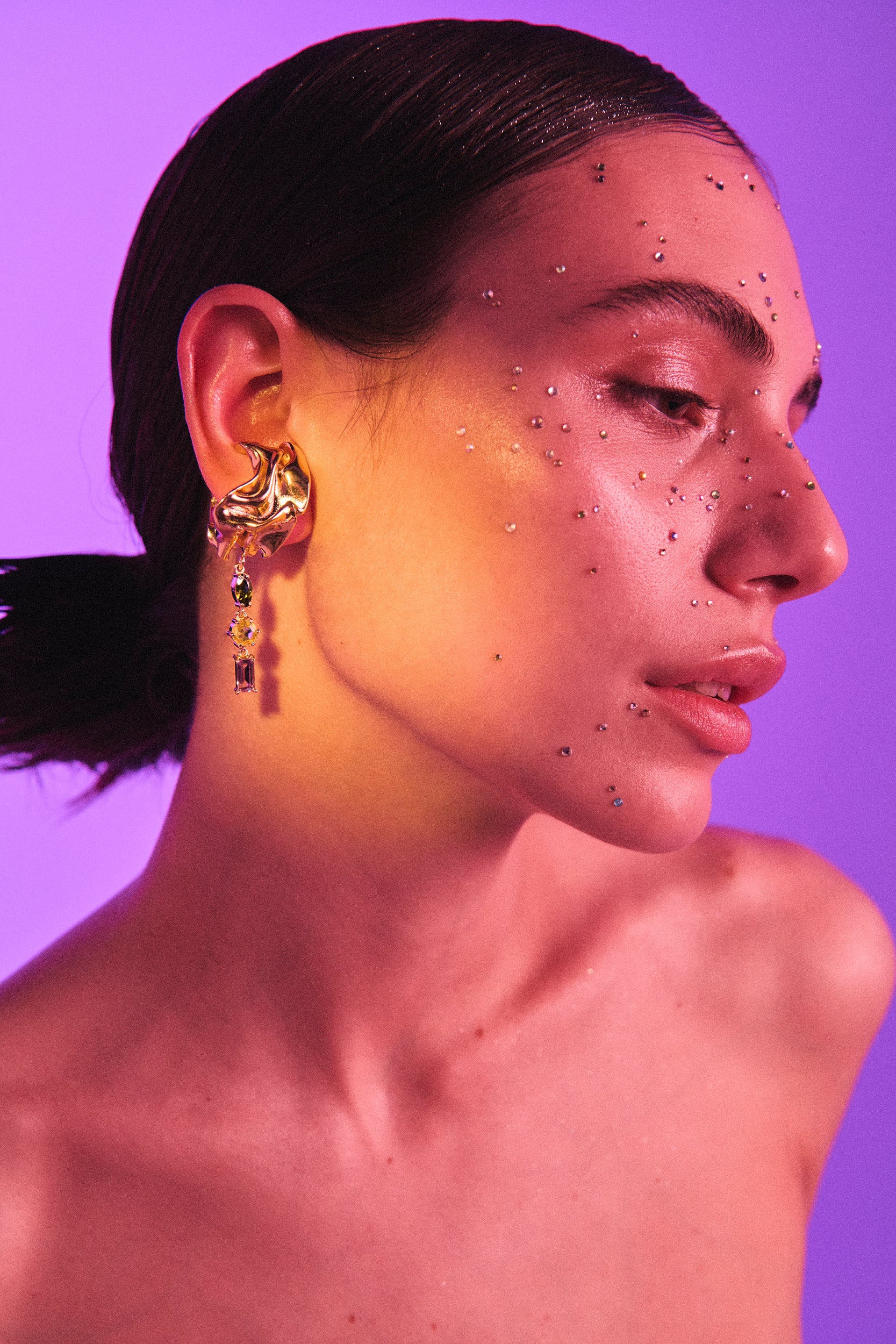 Voodoo Jewels Bold Shapes Sayula Earcuff Verde Pietra