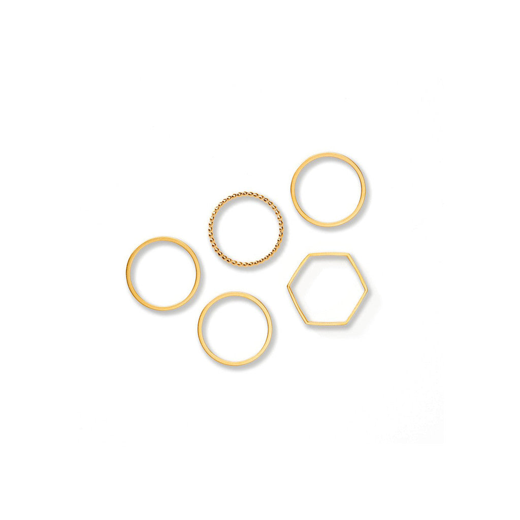 Ringly Stackable Ring Set 5 anelli oro misura 6