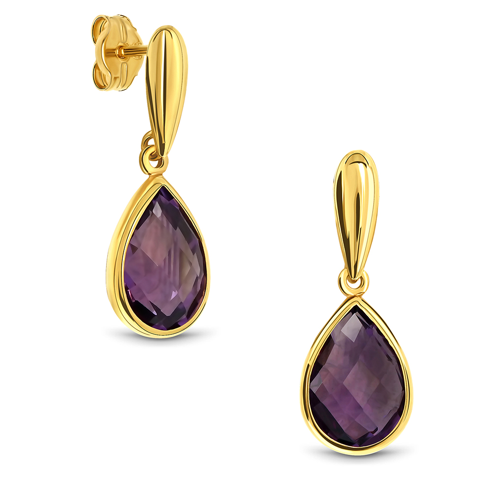 Miore Earrings Orecchini Oro Giallo 14Kt Ametista