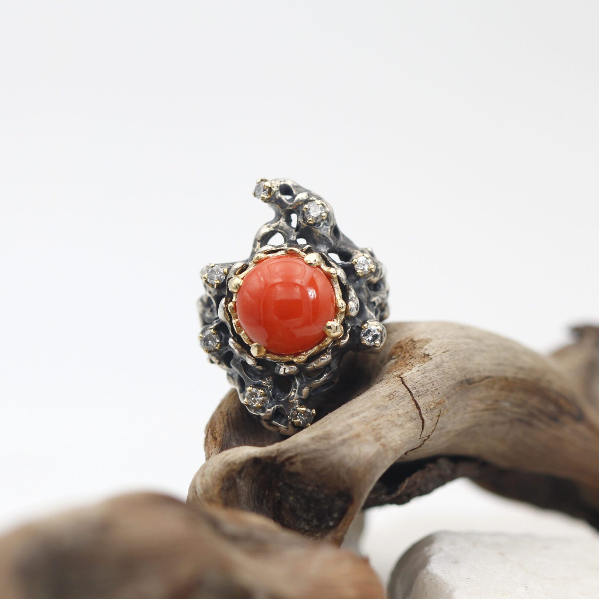 Anna Gioielli Jolly Jewels anello argento oro corallo diamanti