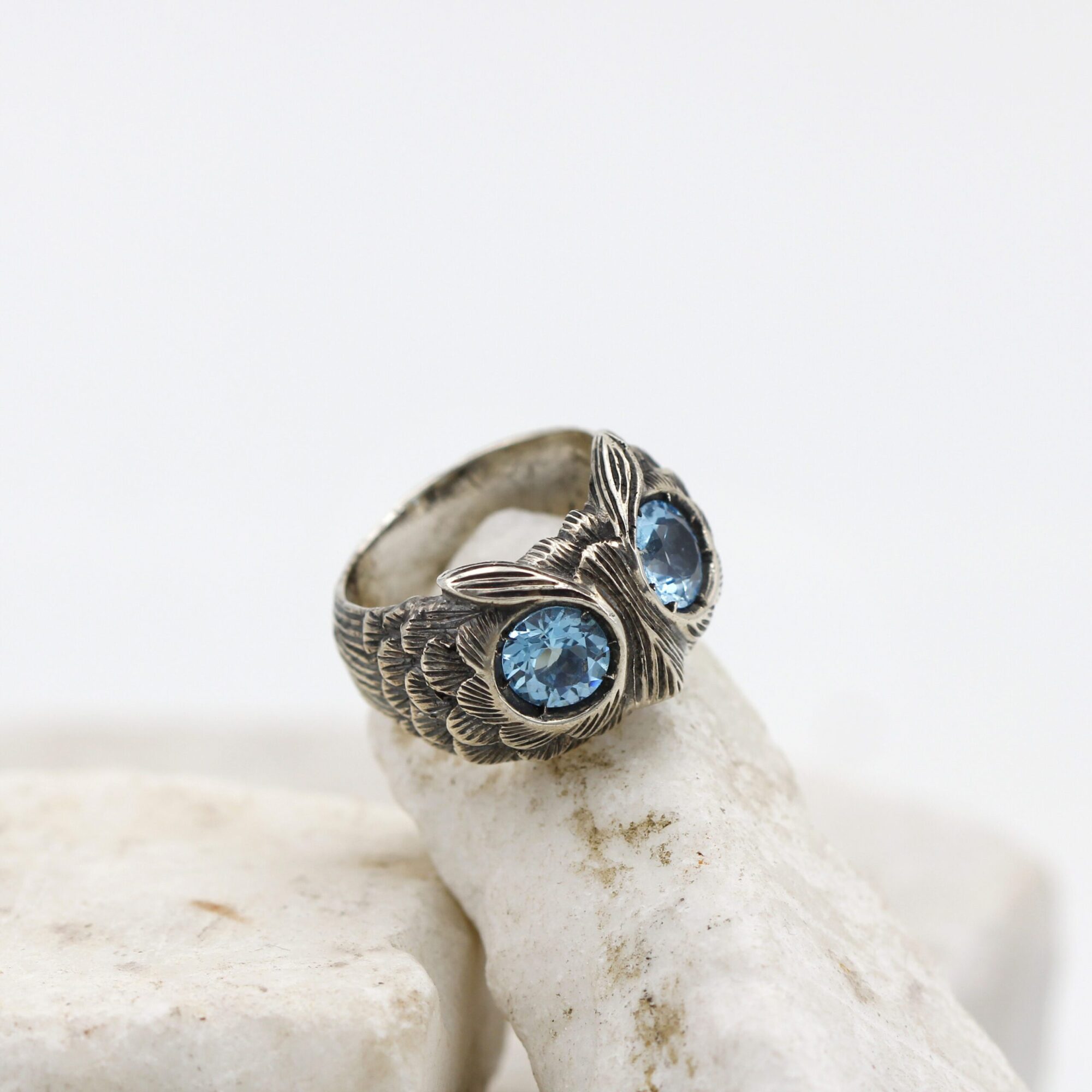 Anna Gioielli Anelli anello gufo argento topazio blu 12,2 g