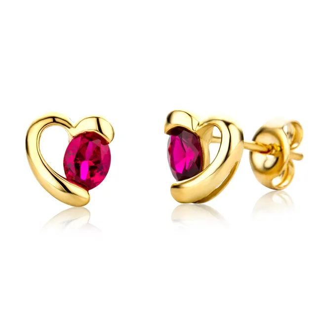 Miore Earrings Orecchini Oro Giallo 9Kt Rubino Creato