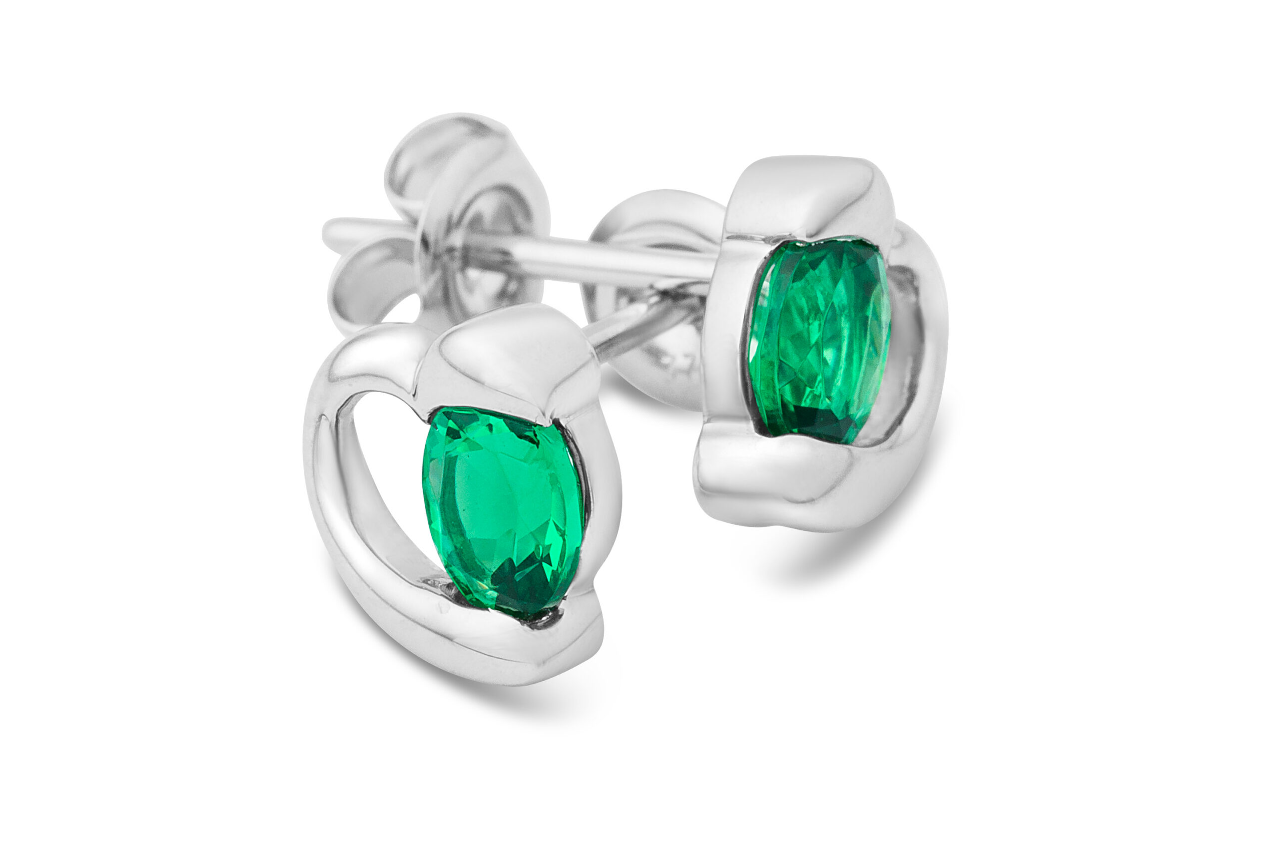 Miore Earrings Orecchini Oro Bianco 9KT Smeraldo