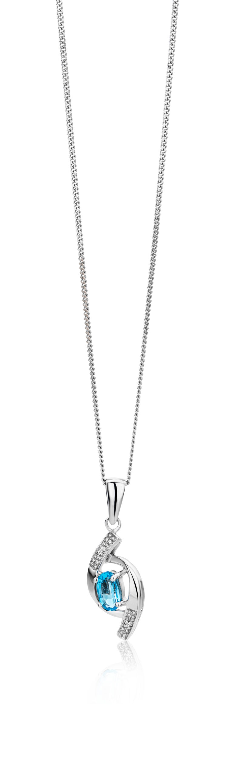 Miore Necklace Collana Oro Bianco 9Kt Topazio Blu
