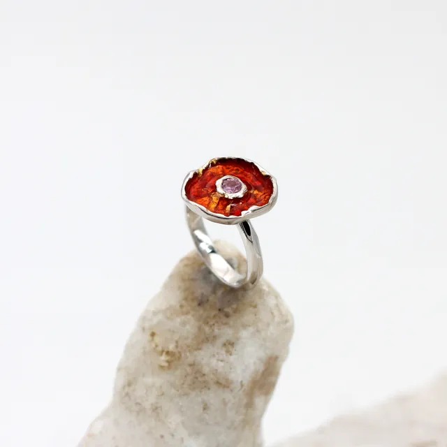 Anna Gioielli Winter Flower Anello argento quarzo rosa 14 mm