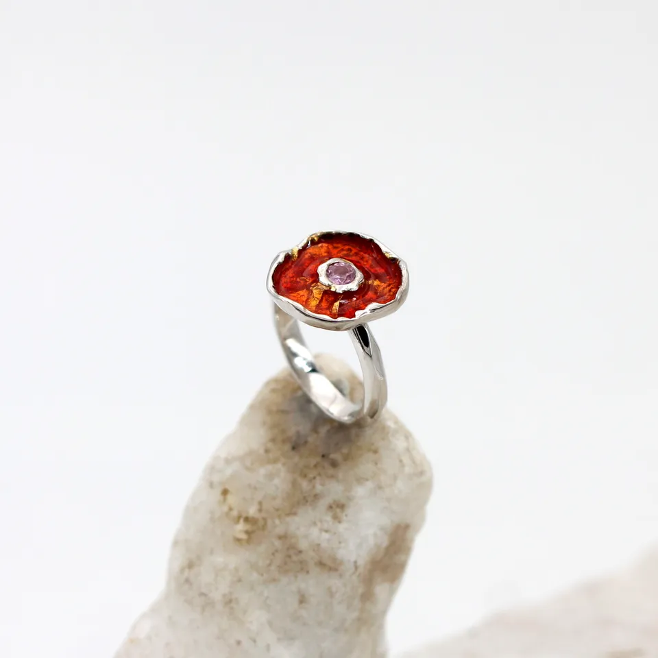 Anna Gioielli Winter Flower Anello argento quarzo rosa 14 mm