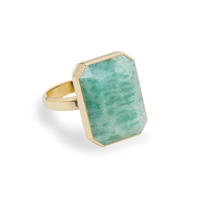 Ringly Luxe High Tide Anello Amazonite oro misura 7