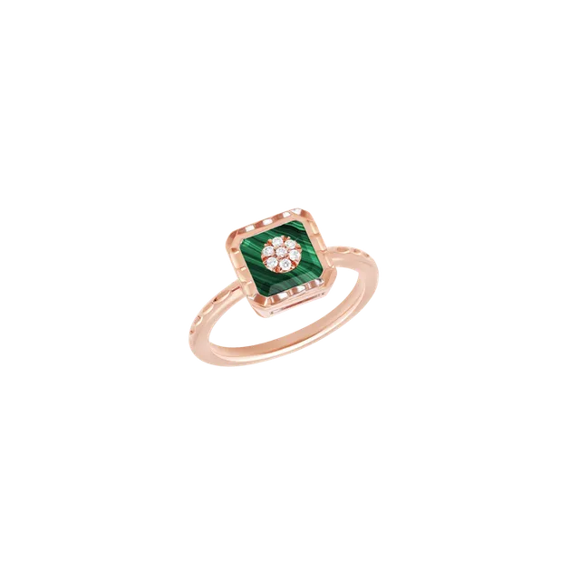 Korloff Je Play Carré anello oro rosa malachite