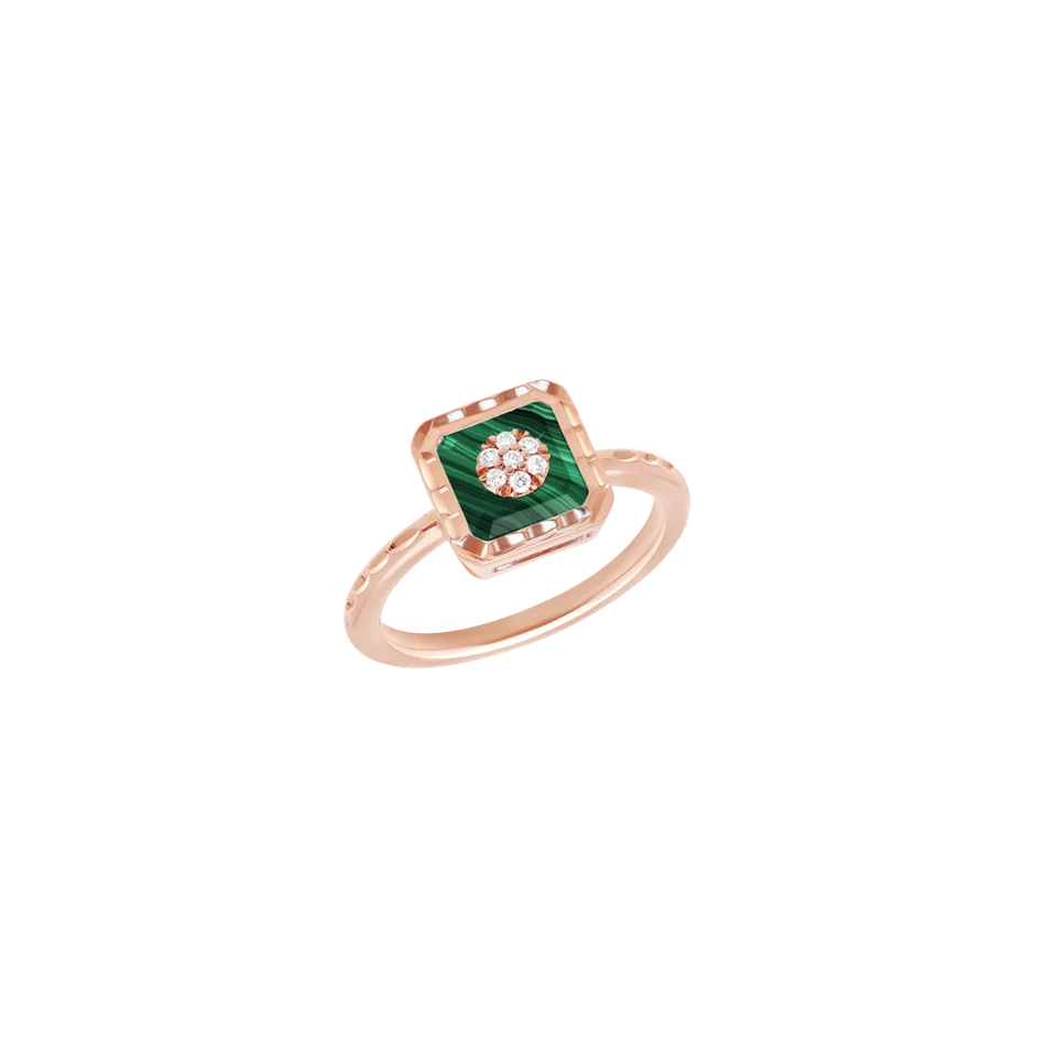Korloff Je Play Carré anello oro rosa malachite