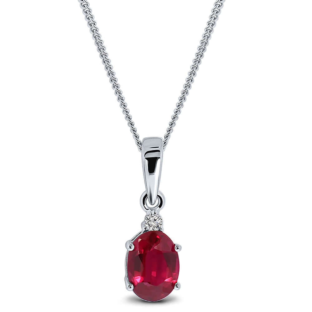 Miore Collana oro bianco 9kt rubino creato