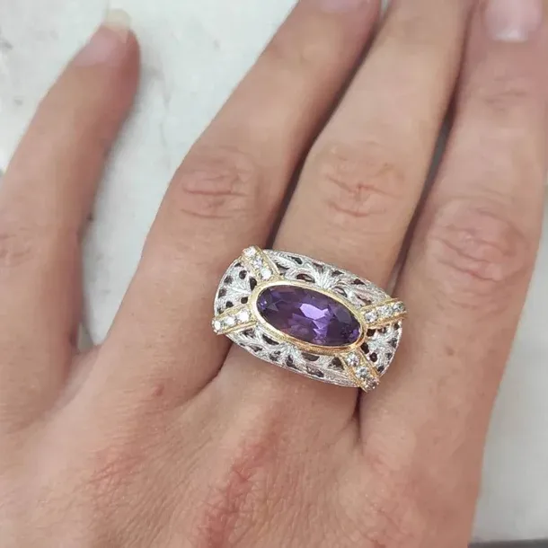 Anna Gioielli Jolly Jewels anello oro ametista diamanti grigi