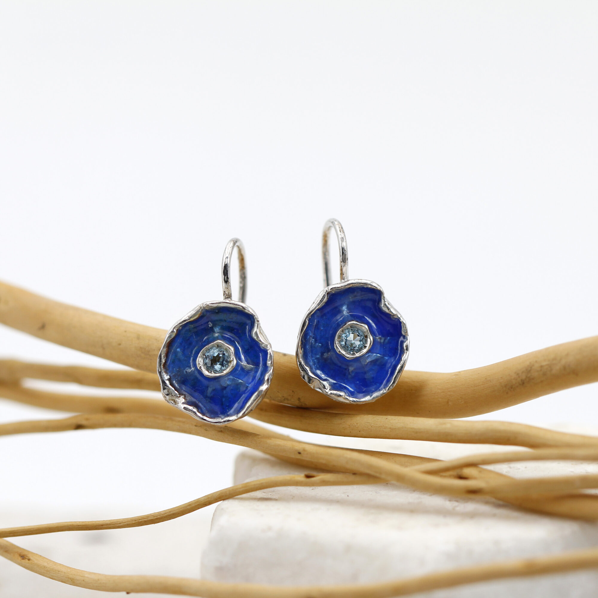 Anna Gioielli Winter Flower Orecchini Argento Topazio Blu
