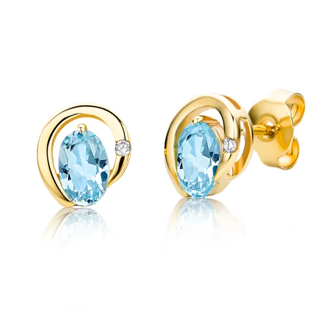 Miore Earrings Orecchini Oro Giallo 9Kt Topazio Blu
