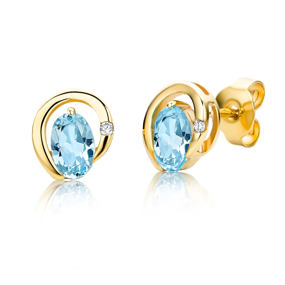 Miore Earrings Orecchini Oro Giallo 9Kt Topazio Blu