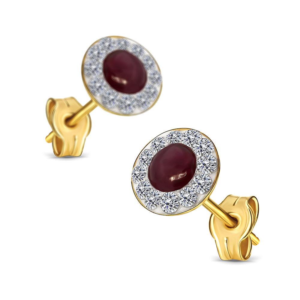 Miore Earrings Orecchini Oro Giallo 9Kt Rubino Naturale