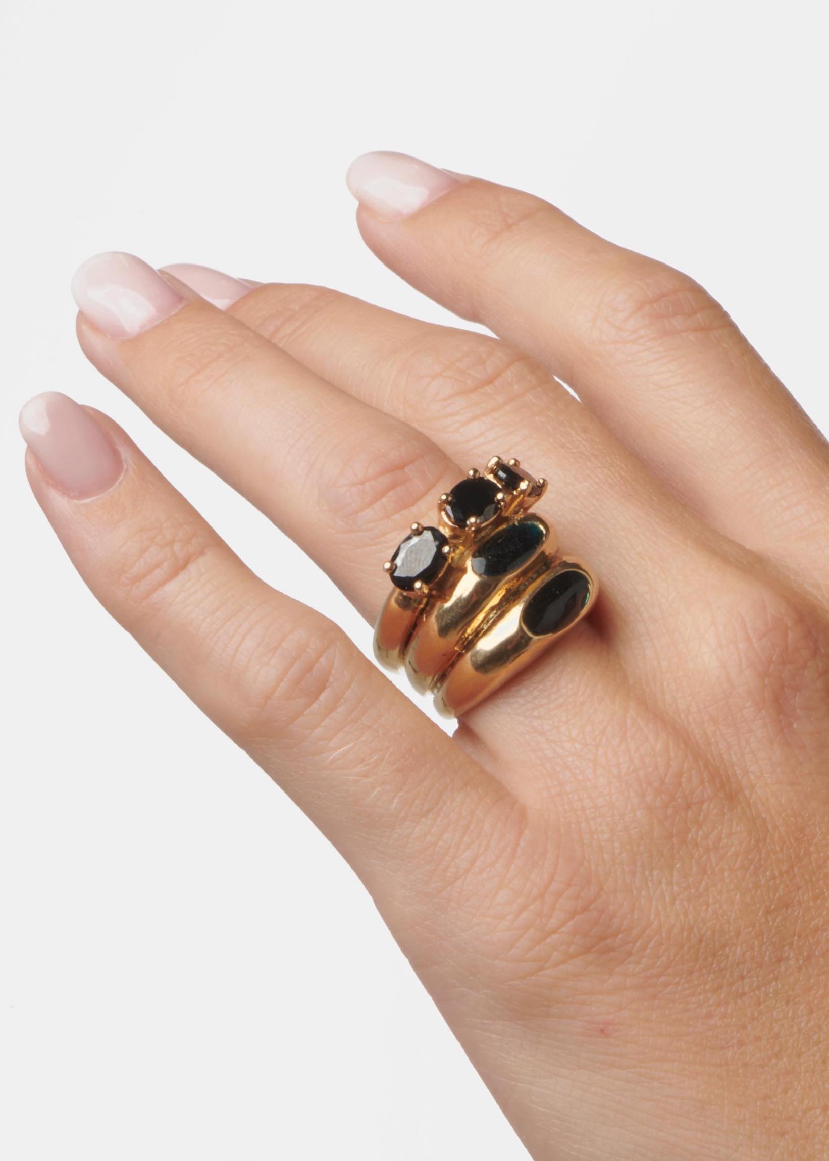Voodoo Jewels Bold Shapes Black Carhun anello oro pietre nere