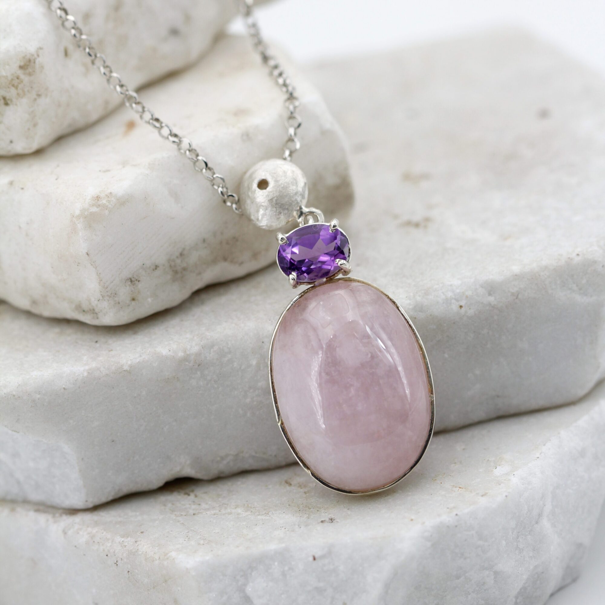 Anna Gioielli Pendenti ciondolo argento morganite ametista 46cm